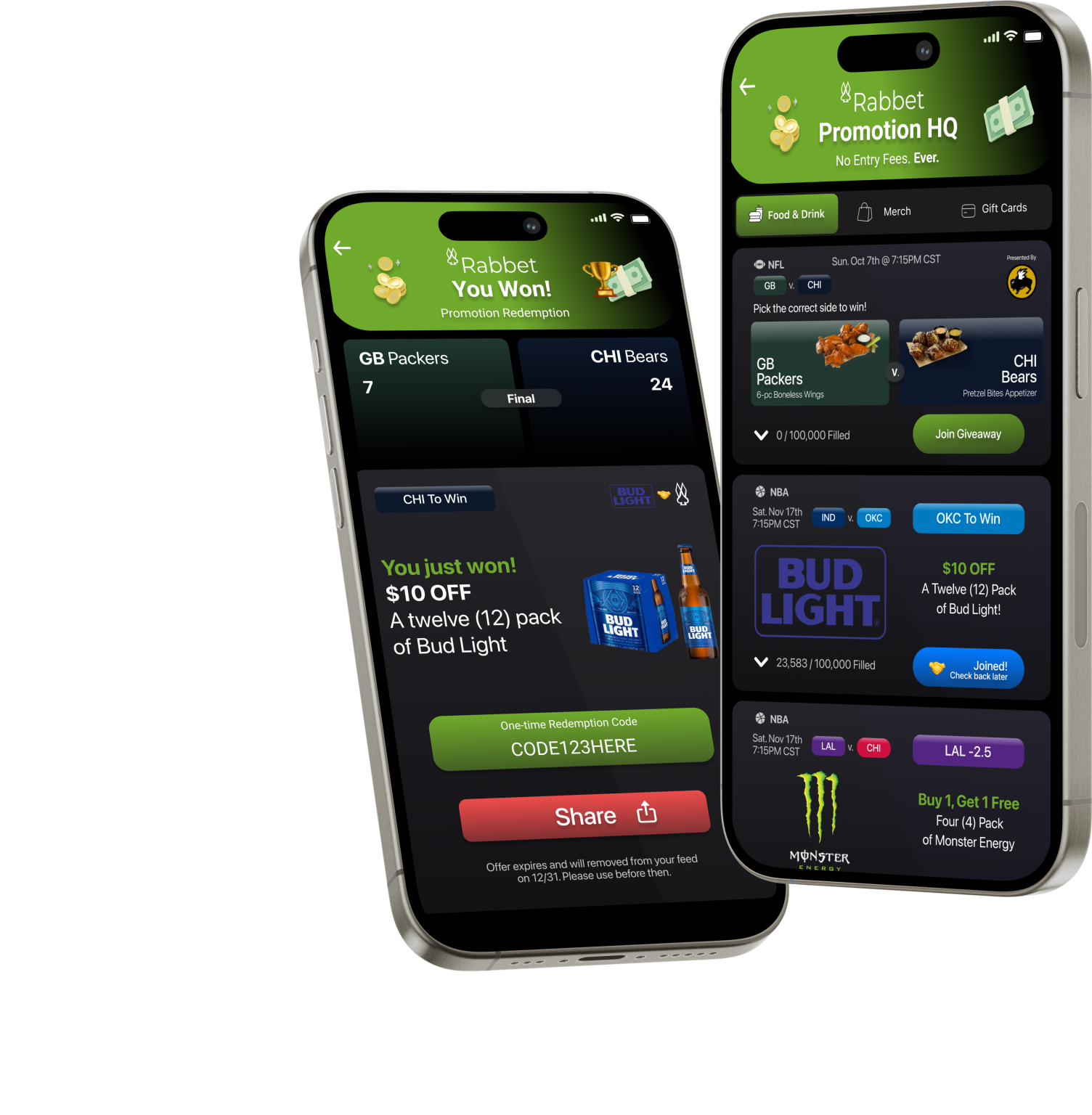 Rabbet Gaming Promotional Offers UI Mockup